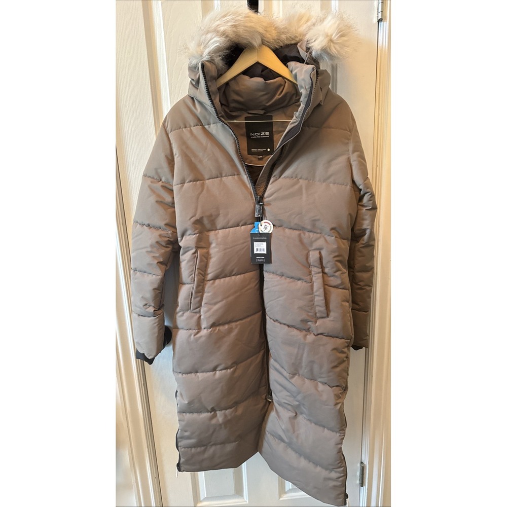 NOIZE Winter Parka Puffer Jacket Women Medium Mocha New Hooded Long Coat